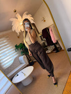 Belden kemer detaylı şalvar pantolon