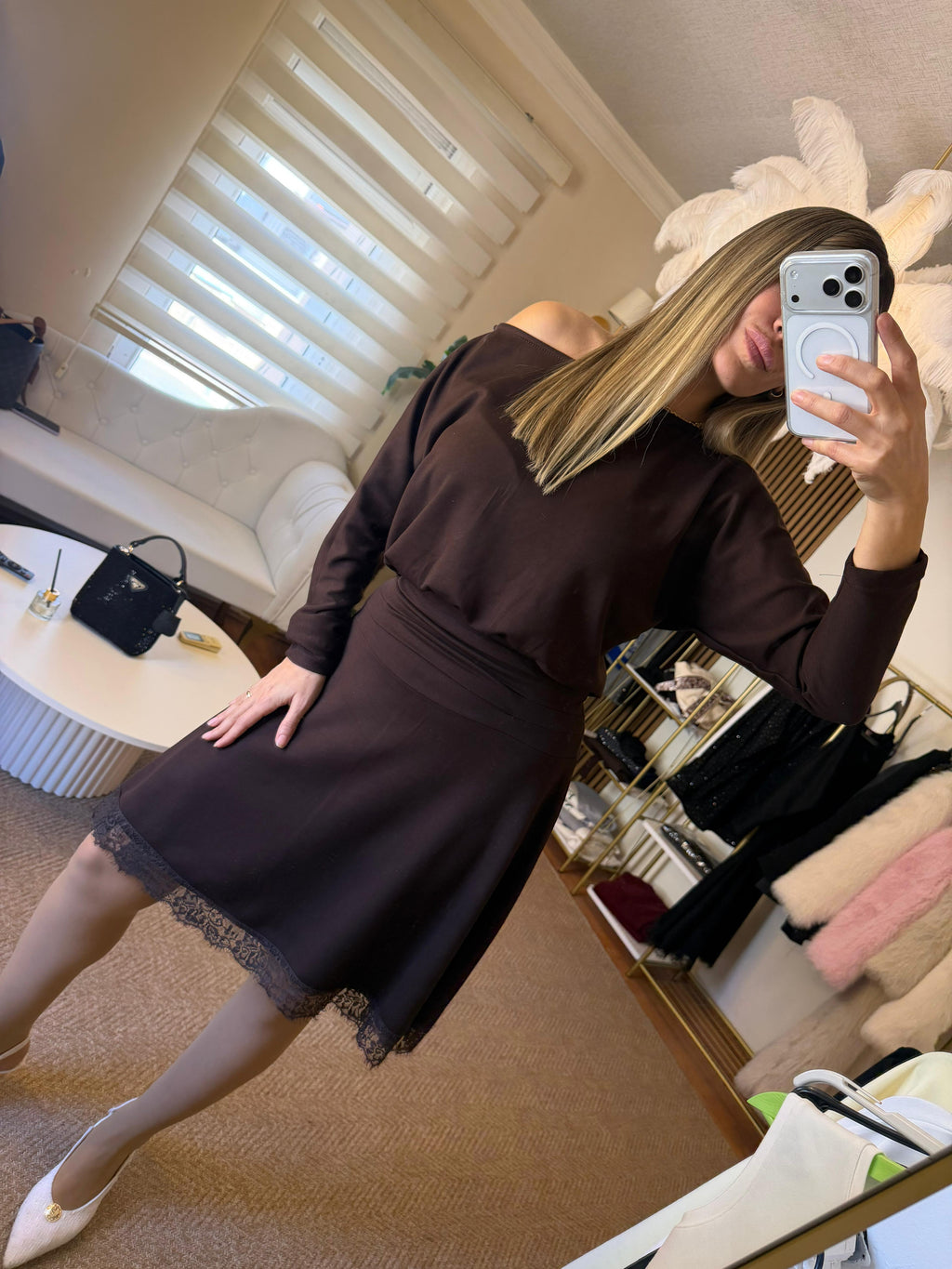 Modal Kumaş Dantel Detaylı Elbise