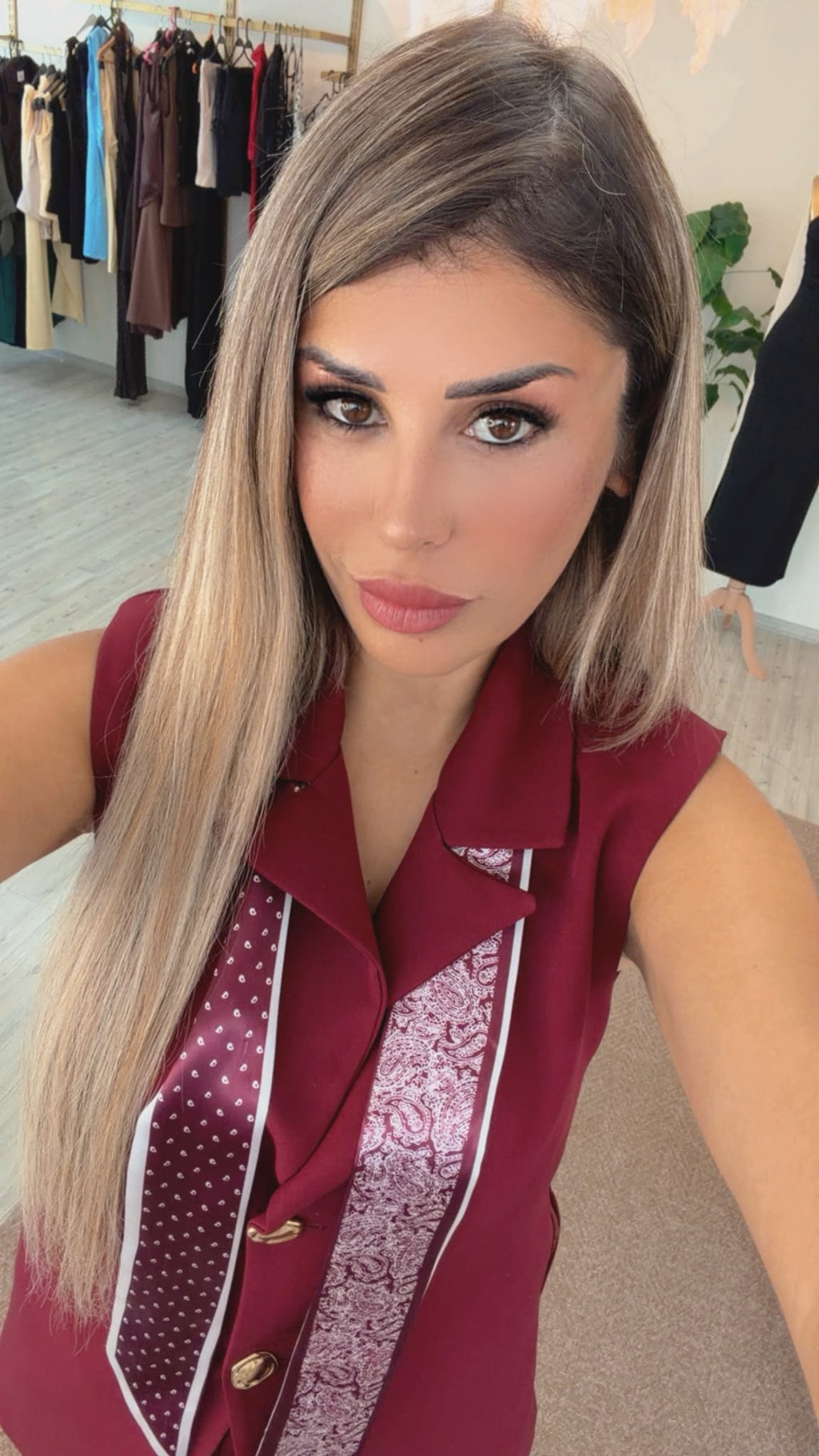 Krep kumaş takım fularlı