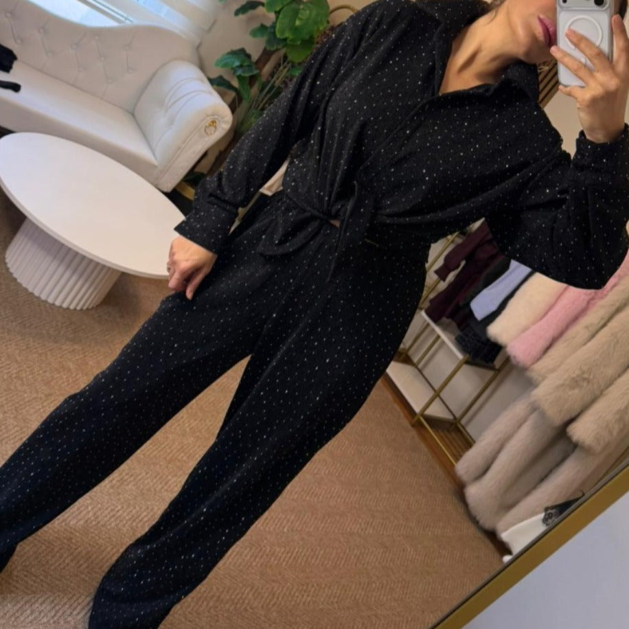 SİYAH TAŞ DETAYLI ALT - ÜST TAKIM