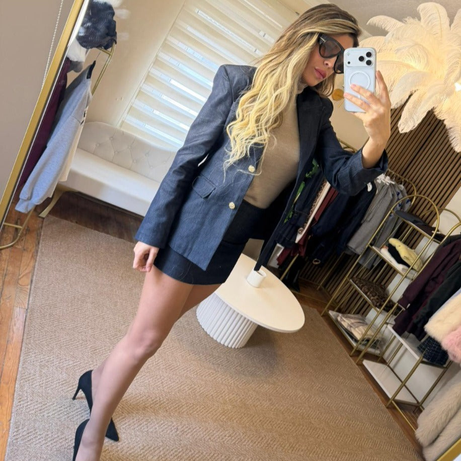 LACİVERT BLAZER CEKET -ETEK TAKIM