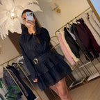 GOLD KEMER DETAYLI KOT ELBİSE