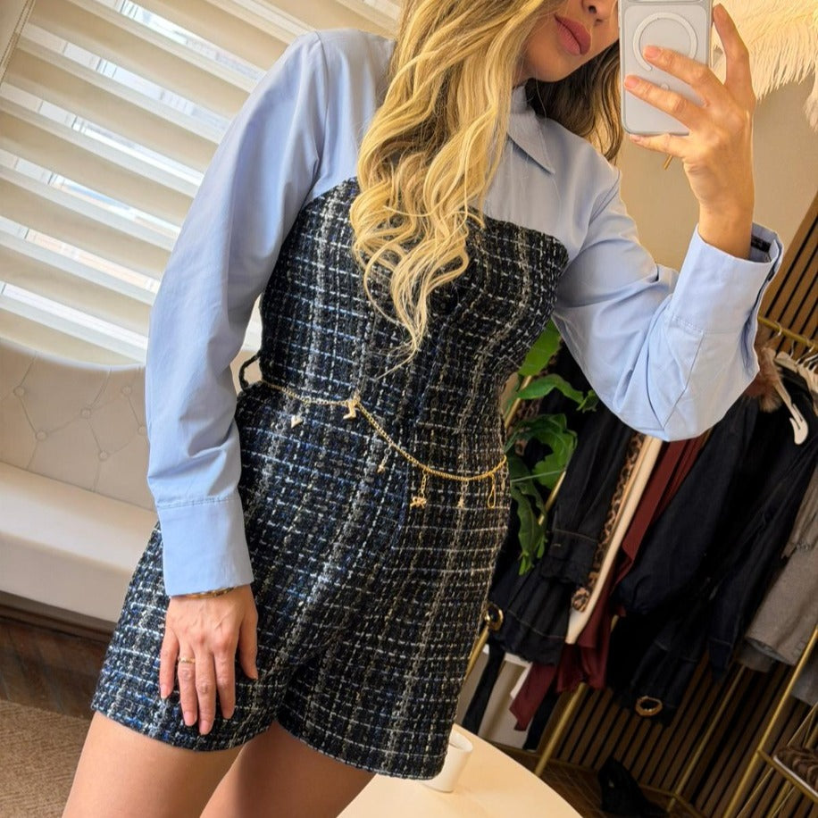 MAVİ GÖMLEKLİ ŞORT TULUM