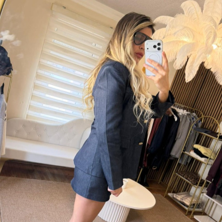 LACİVERT BLAZER CEKET -ETEK TAKIM