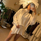 TAŞ RENGİ SATEN ELBİSE