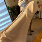 TAŞ RENGİ SATEN ELBİSE